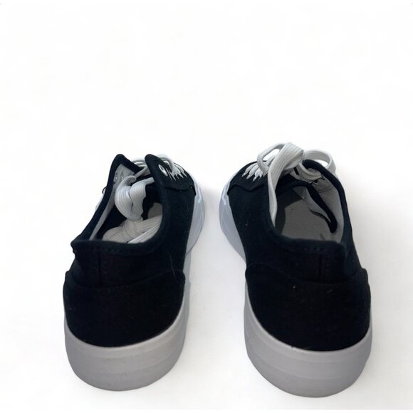 Women's casual sneakers in black canvas with white laces and soles, Size 10, New - Picture 4 of 8
